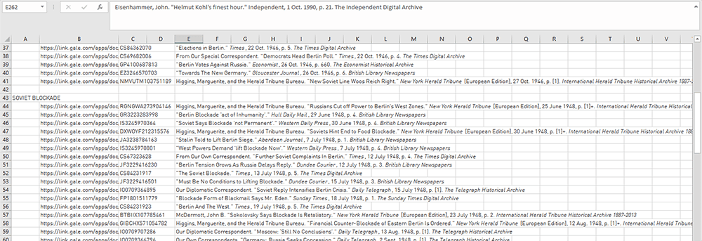  My long list of potentially useful primary sources. 