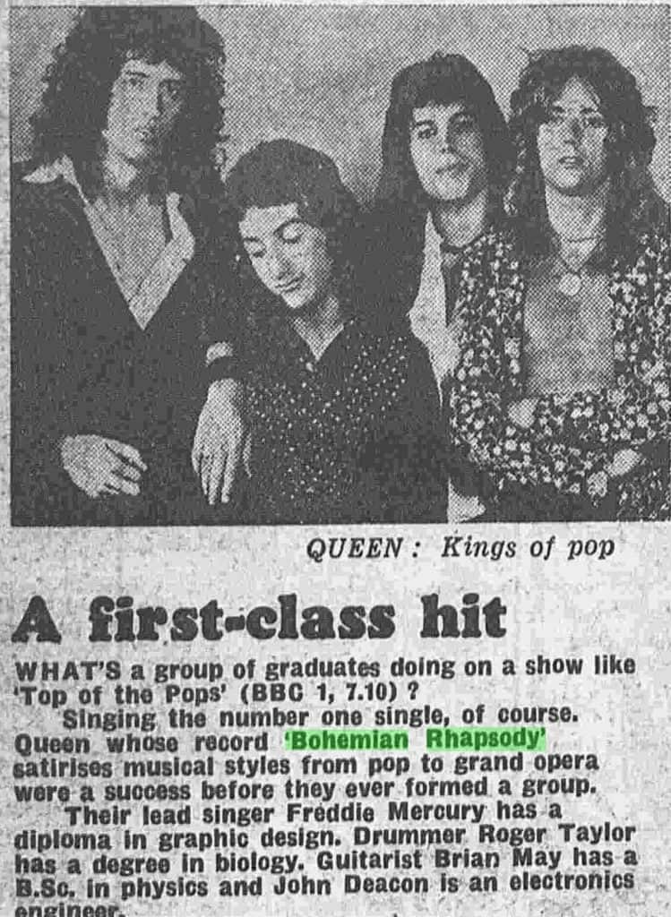  Ewbank, Tim. “A first-class hit.” Daily Mail, 4th December 1975, p.19 Daily Mail Historical Archive, 1986-2004