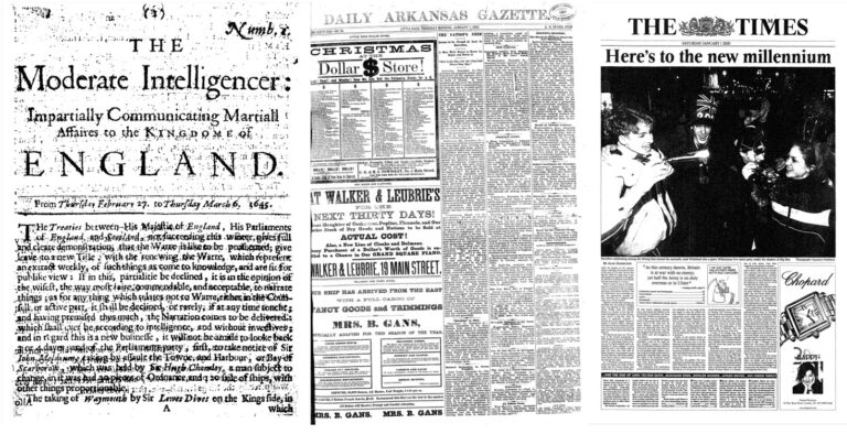 A series of newspaper front pages