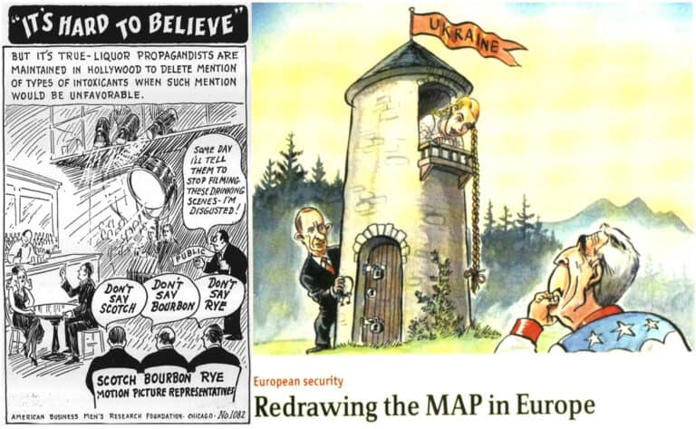 Two newspaper cartoons