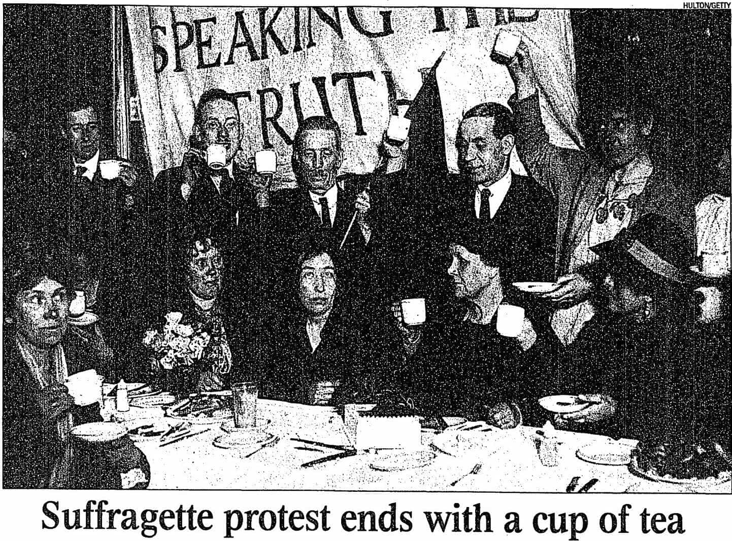 Suffragette protest ends with a cup of tea