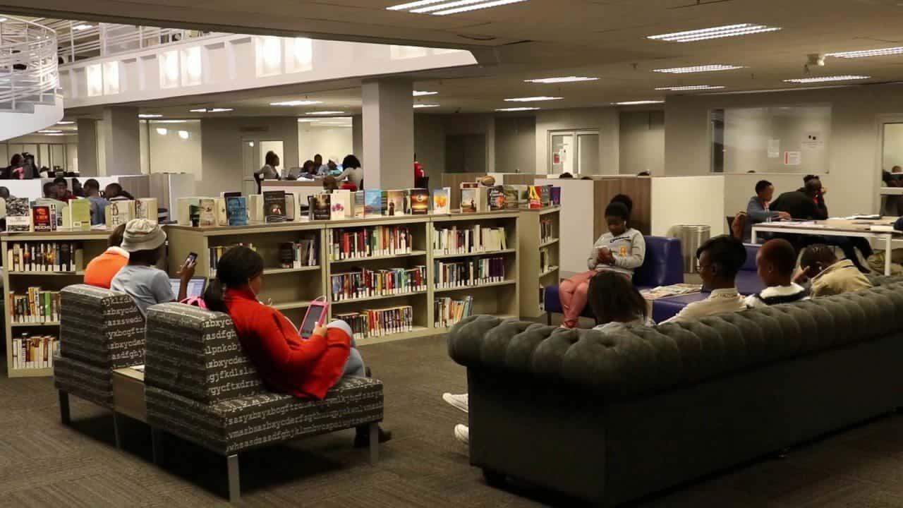 Students studying in the library at the University of Johannesburg