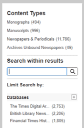 Screenshot: Search within results