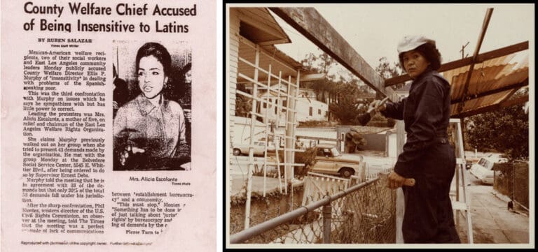  Left: “Country Welfare, Chief Accused of Being Insensitive to Latins” by Ruben Salazar.Newspapers, Welfare Articles 1968-1988 - 1 of 3. 1968-1988. MS Alicia Escalante papers: Series IV: Publications Box 26, Folder 1. University of California, Santa Barbara. Women's Studies Archive

 Right: Photographs, Home Repair, Set 2, 57 Photographs Undated. n.d. 9.undefined Comisión Femenil Mexicana Nacional Archives: Series V: Chicana Service Action Center (C.S.A.C.; Independent of CFMN in 1975) Box 48, Folder 4. University of California, Santa Barbara. Women's Studies Archive