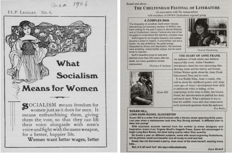 Left: Independent Labour Party: Suffrage Materials. 1906. MS Papers of Mary E. Gawthorpe: Series III: Subject Files, 1881-1990 Box 5, Folder 23. Tamiment Library and Robert F. Wagner Labor Archives, New York University. Women's Studies Archive

Right:  