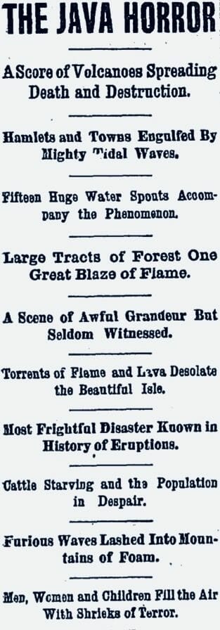 “The Java Horror.” Rocky Mountain News, 1 Sept. 1883. Nineteenth Century U.S. Newspapers