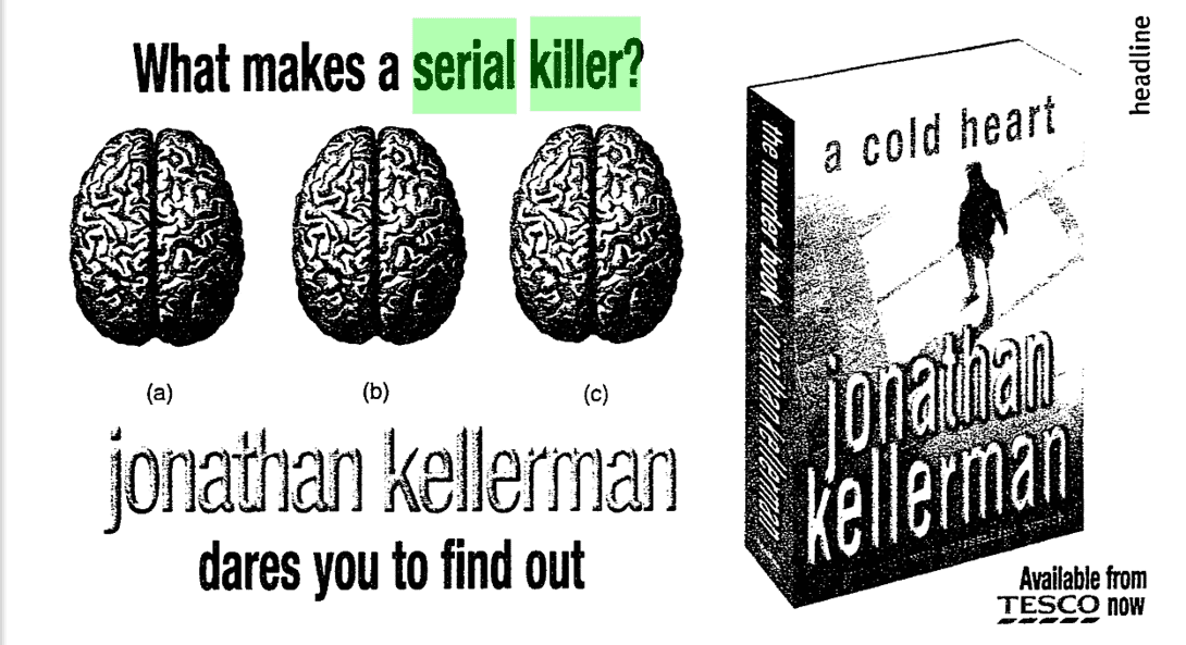 Newspaper advert for a book: What makes a serial killer?