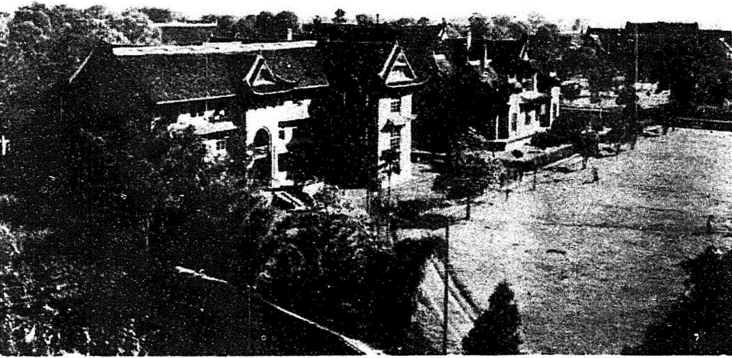  "West China Union University Campus, looking northeast from tower at Vandeman Hall: Education Building, Administration Building, with Library in distance." The Chinese Recorder, vol.70, no. 6, 1939. China and the Modern World