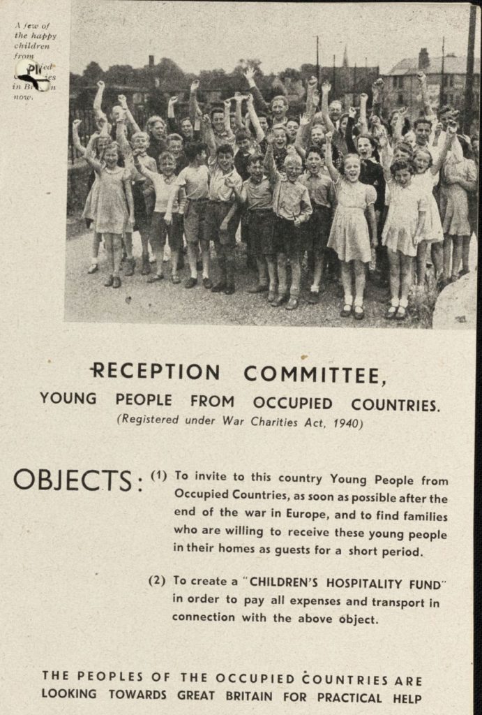  Children from occupied countries in Britain. 
Patronage by Prime Minister of 'Reception Committee' Young People from Occupied Countries. 1945. MS Refugee Records from the General Correspondence Files of the Political Departments of the Foreign Office, Record Group 371, 1938-1950 FO_371_51245_WR2933. The National Archives (Kew, United Kingdom). Refugees, Relief, and Resettlement: Forced Migration and World War II, 