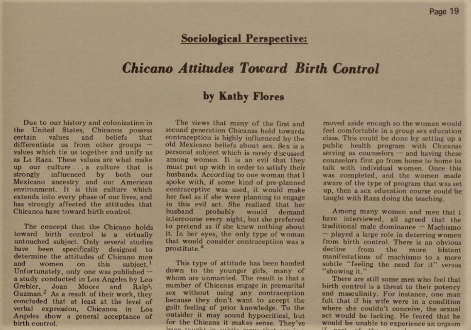 Chicano Attitudes toward Birth Control.
Click the link to access document transcript.