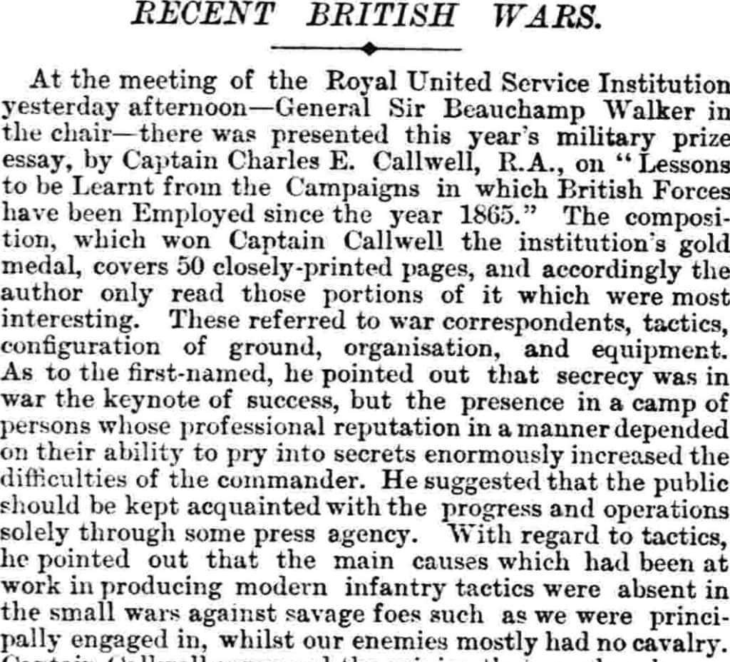 Whittingham found primary source archives integral to writing his book.

Click the link to access a transcript.

"RECENT BRITISH WARS." Morning Post, 4 June 1887, p. 3. British Library Newspapers, https://link.gale.com/apps/doc/R3214829236/GDCS?u=bham_uk&sid=GDCS&xid=bfce592a