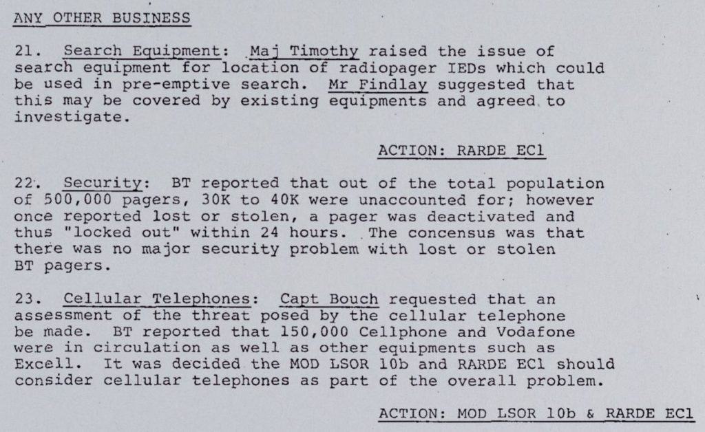 Click the link to access the OCR transcript.
The threat in the UK from remote-controlled improvised explosive devices. (July 28, 1986-March 9, 1989). DEFE 21/79. The National Archives (Kew, United Kingdom). 