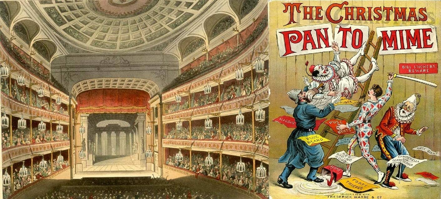 A combination of The Theatre Royal, Covent Garden and a Pantomime illustration