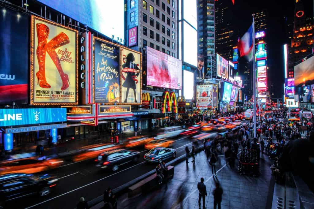 Musical billboards in Times Square, New York City.
