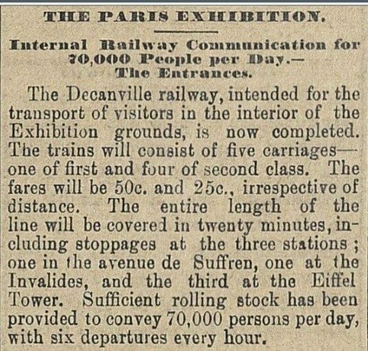 "The Paris Exhibition." New York Herald [European Edition], 26 Apr. 1889, p. [1]. International Herald Tribune Historical Archive, 1887-2013, https://link.gale.com/apps/doc/FWNOGB643247261/IHTO?u=webdemo&sid=bookmark-IHTO&xid=6decb498