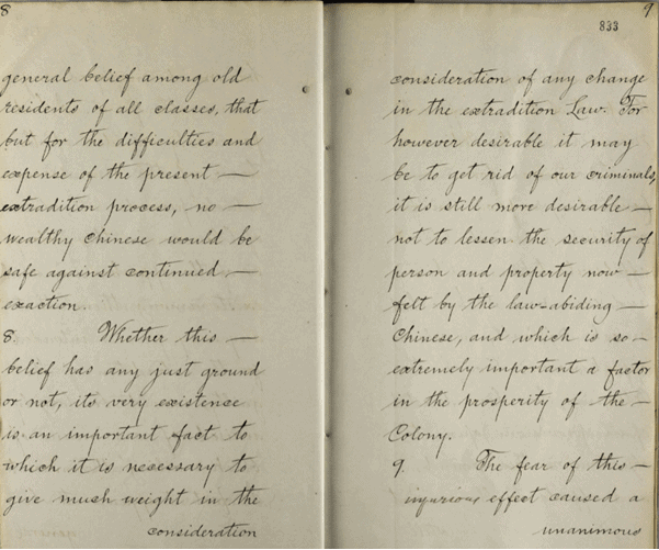 Letter about the Chinese Extradition Ordinance of 1889 for the Queen’s confirmation and allowance