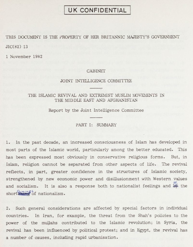 'Joint Intelligence Committee (JIC): reports 1-15' (January 7-December 9, 1982). CAB 186/34, The National Archives (Kew, United Kingdom), Declassified Documents Online: Twentieth-Century British Intelligence