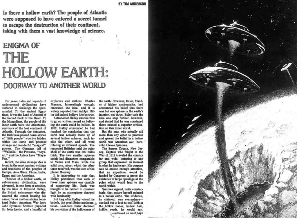 "Enigma of the Hollow Earth." Beyond Reality, July-August, 1980, p. 16+. Religions of America