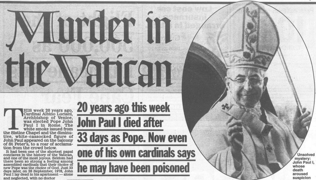 Hudson, Christopher. "Murder in the Vatican." Daily Mail, 27 Aug. 1998, p. 11. Daily Mail Historical Archive, 1896-2016