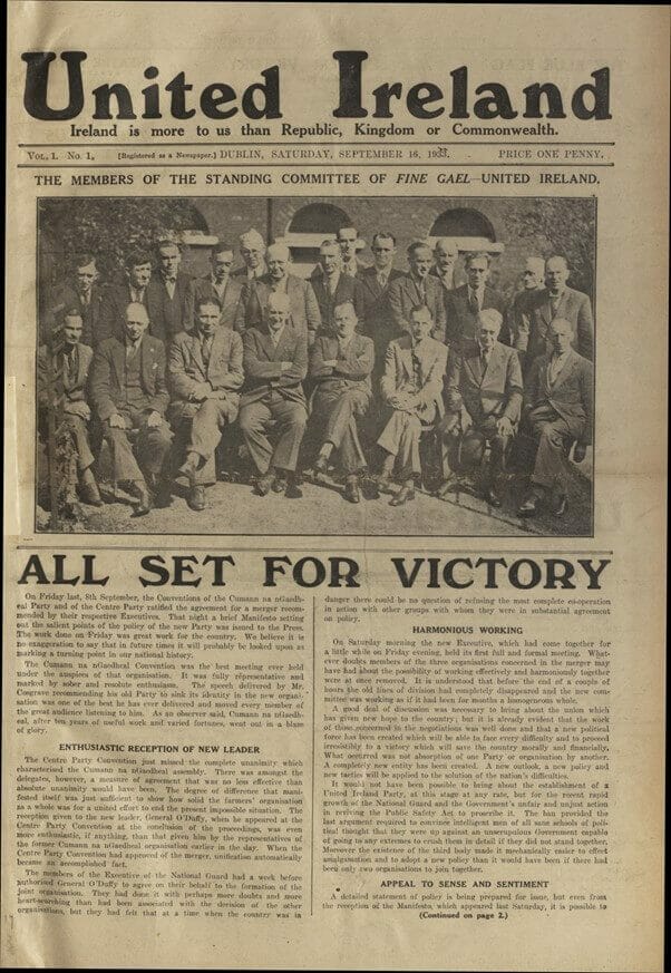 “United Ireland.” United Ireland, 16 Sept. 1933, p. [1]. British Library Newspapers