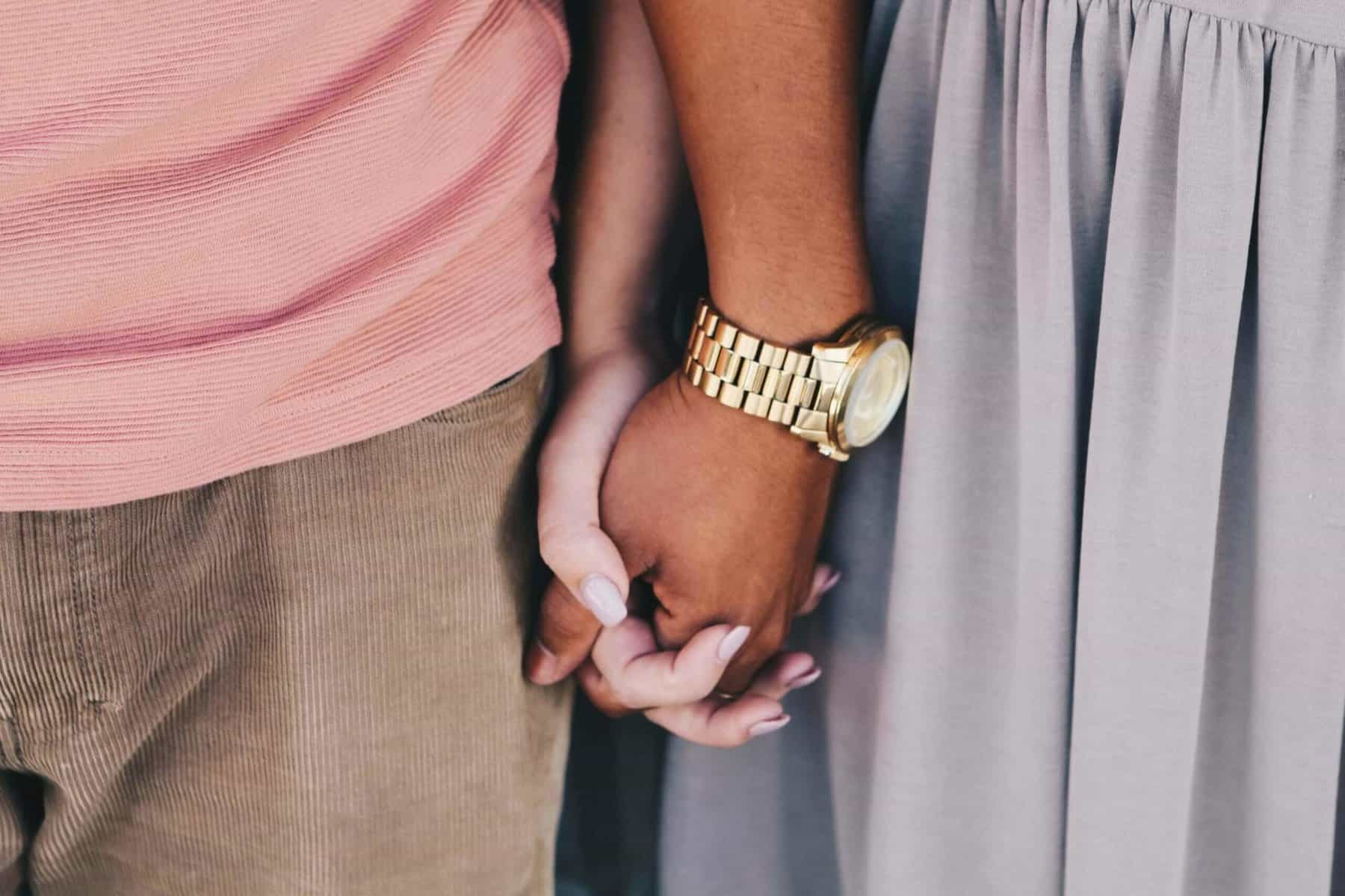 Picture of Black male hand holding the hand of a white female