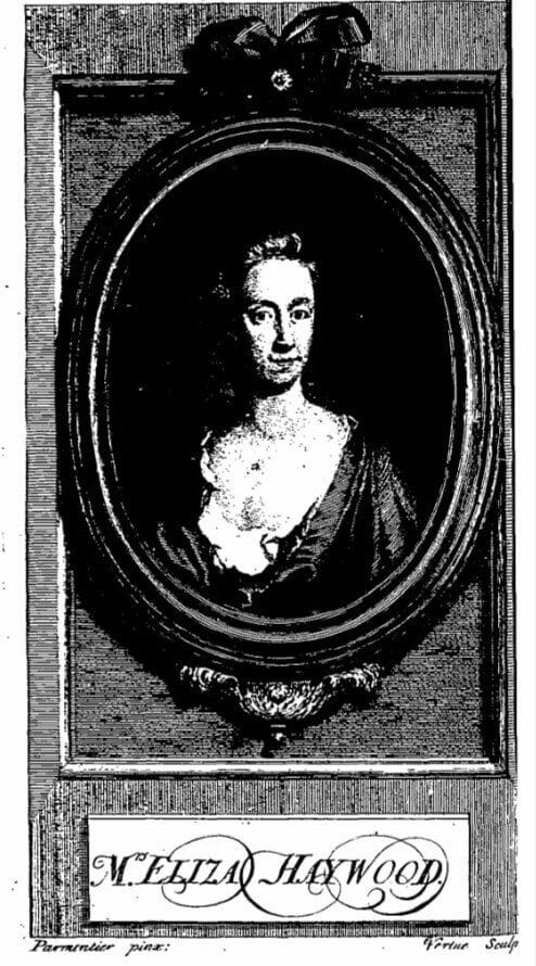 Vertue’s engraved portrait of Haywood Haywood, Eliza Fowler.