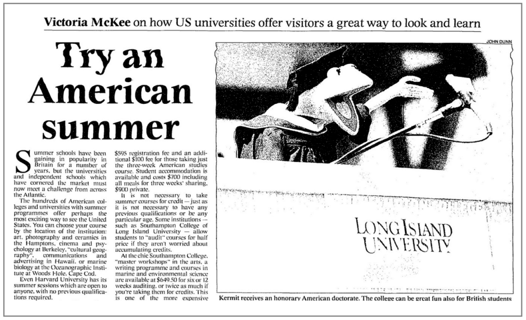 Mckee, Victoria. "Try an American summer." Times, 19 June 1998, p. 41. The Times Digital Archive