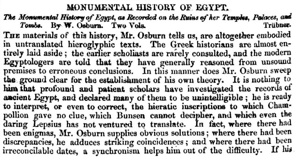 "Monumental History of Egypt." Leader, 10 Feb. 1855, pp. 138+. Nineteenth Century Collections Online