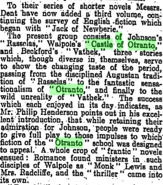 Lee, Kathleen. "Eighteenth Century Fiction." Sunday Times, 21 Sept. 1930, p. 8. The Sunday Times Historical Archive