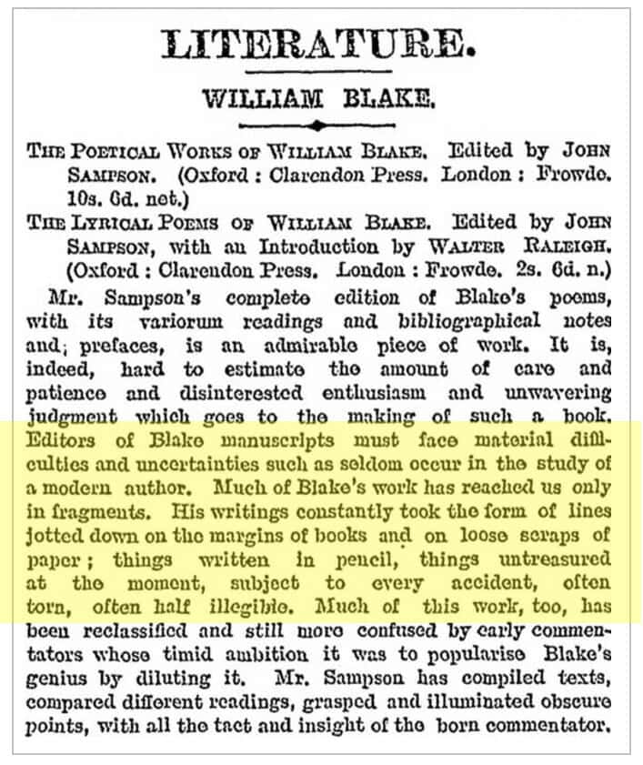 Fletcher, Constance, and C. Fletcher. "William Blake." The Times Literary Supplement, no. 222, 13 Apr. 1906