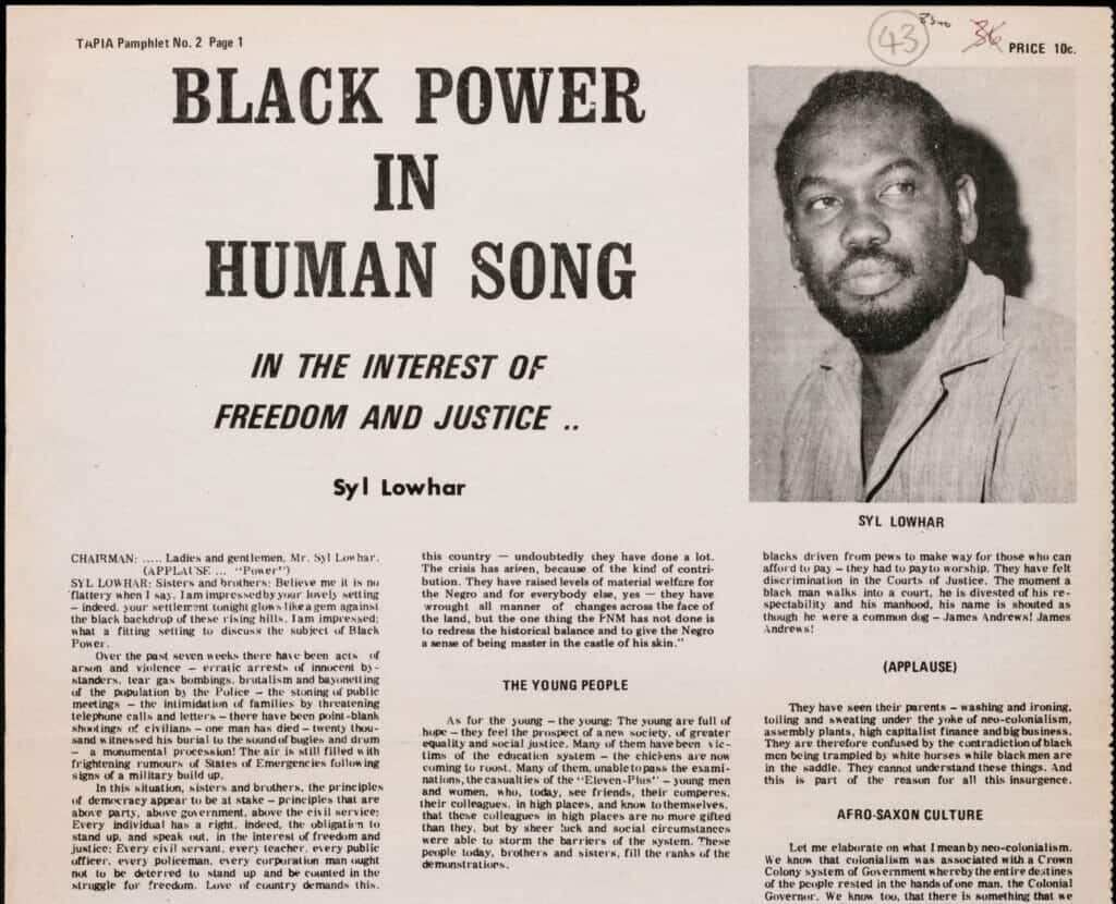 Lowhar, Syl, and Tapia (Political Party). Black Power in Human Song: In the Interest of Freedom and Justice. 