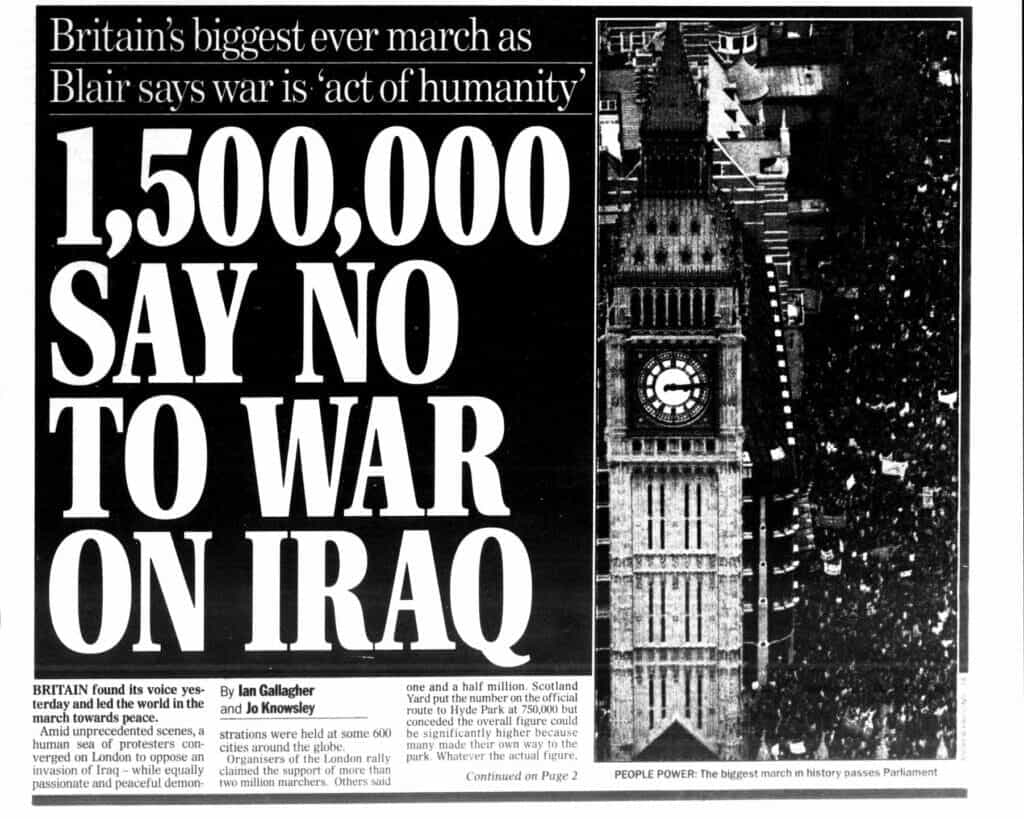 Gallagher, Ian, and Jo Knowsley. "1,500,000 Say No to War on Iraq." Mail on Sunday Historical Archive