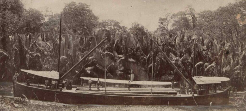 Borneo. View of moored boat, late nineteenth century.