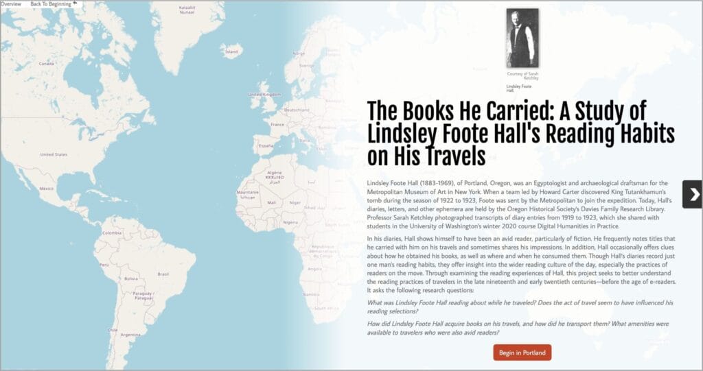 “The Books He Carried” StoryMap project, by J. Peeling
