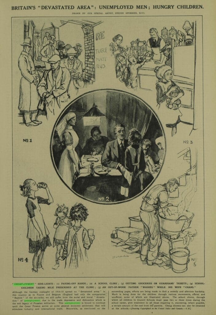 "Britain's 'Devastated Area': Unemployed Men, Hungry Children." Illustrated London News, 3 Mar. 1923, p. 345. The Illustrated London News Historical Archive, 1842-2003