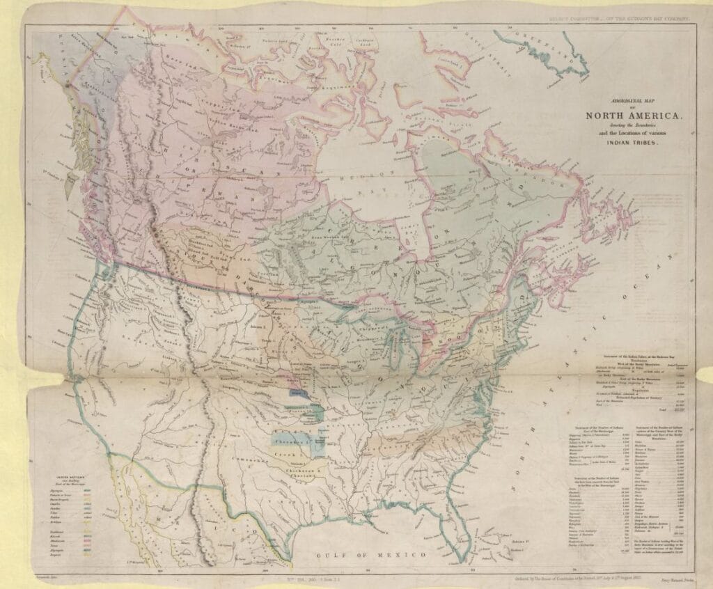Hansard, Henry, and John Arrowsmith. "MPK 1/386/10: 'Aboriginal Map of North America Denoting the Boundaries and the Locations of Various Indian Tribes. 