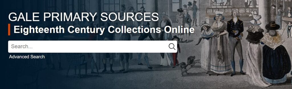 Screenshot of the Search Bar from Eighteenth Century Collections Online