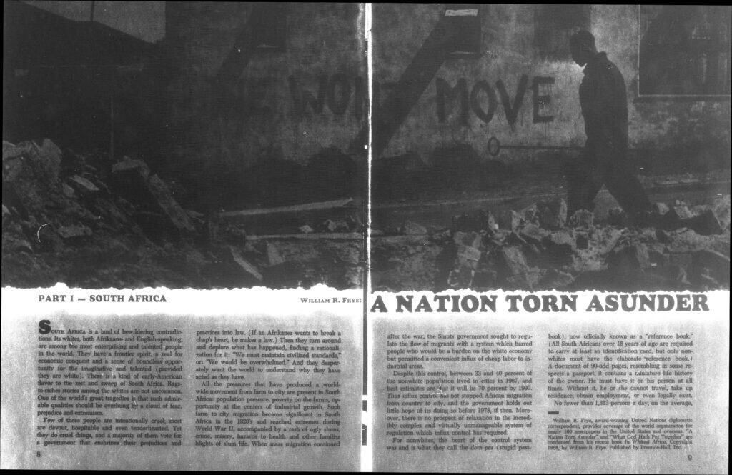 Article on South Africa. October 1917-March 27, 1999. MS The American Radicalism Collection: Part 1: Leftist Politics and Anti-War Movements Reel 72-73. Michigan State University