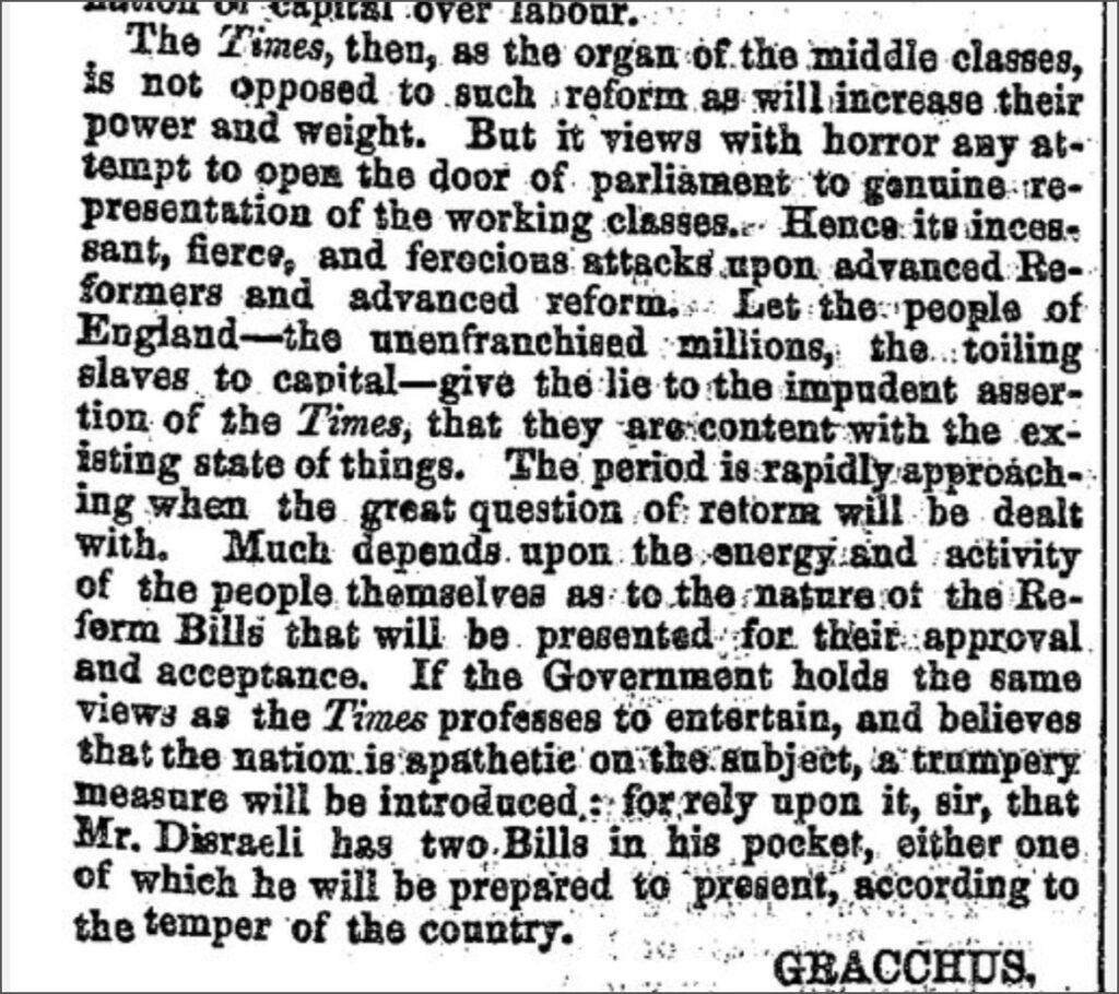 Image of newspaper article from  Reynolds's Newspaper, 9 Jan. 1859