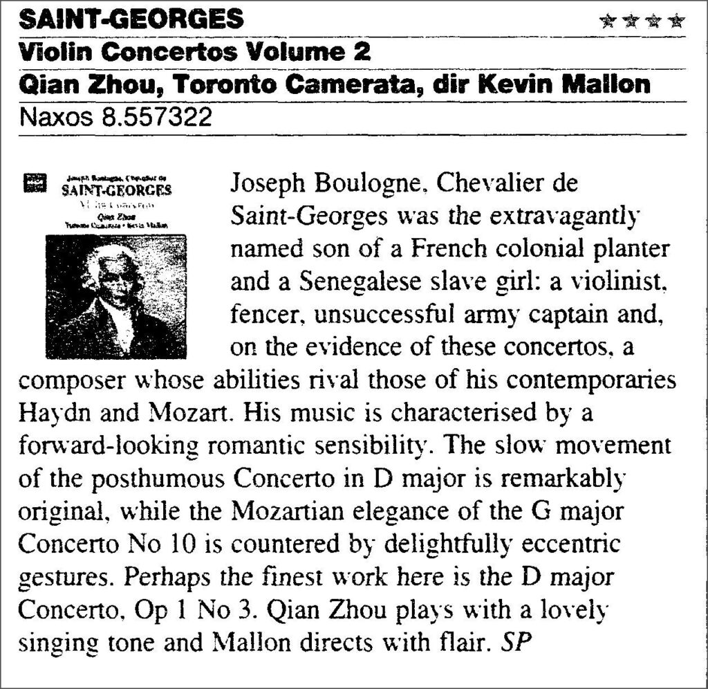 Pettitt, Stephen. "Saint-Georges." culture. Sunday Times, 29 Aug. 2004, p. 24