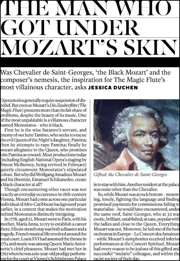 Duchen, Jessica. "The Man who Got under Mozart's Skin." Independent, 8 Feb. 2016, p. 36-37