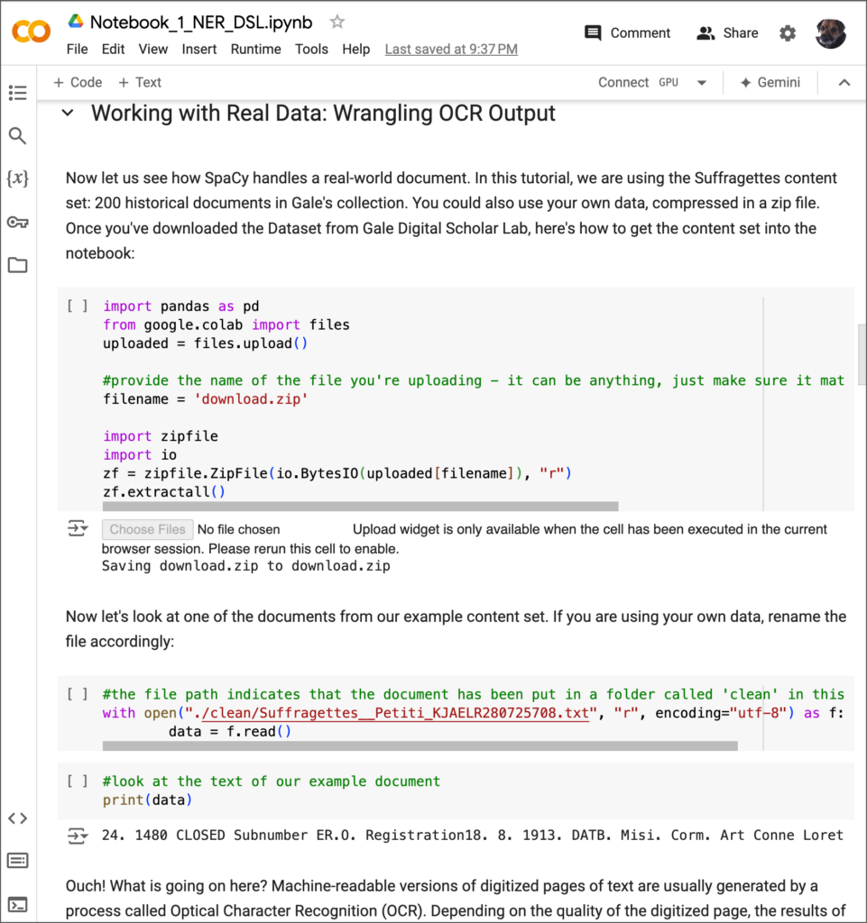 Screenshot of Uploaded Python Notebook in Google Colab