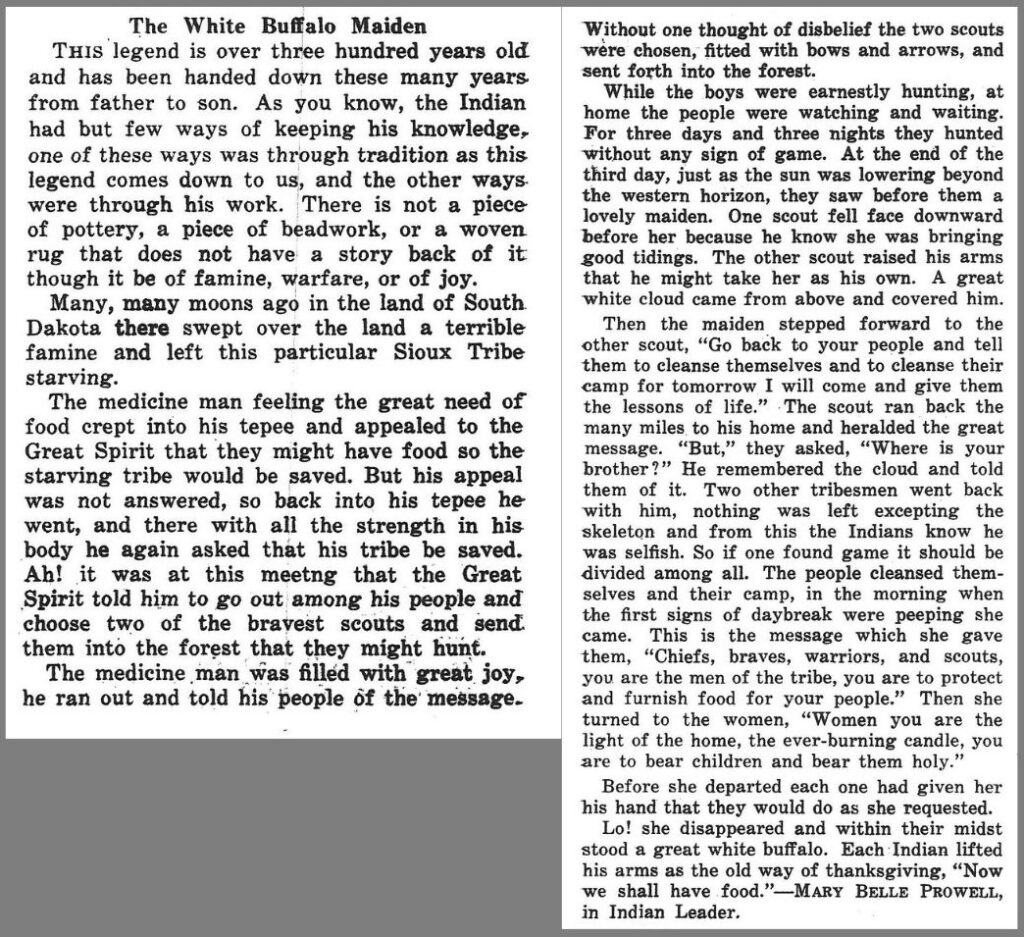 "The White Buffalo Maiden." The Native American, vol. 29, no. 20, 14 Dec. 1929