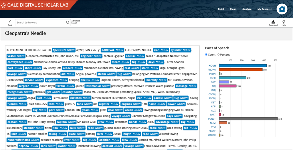 Document-level markup view in Parts-of-Speech.