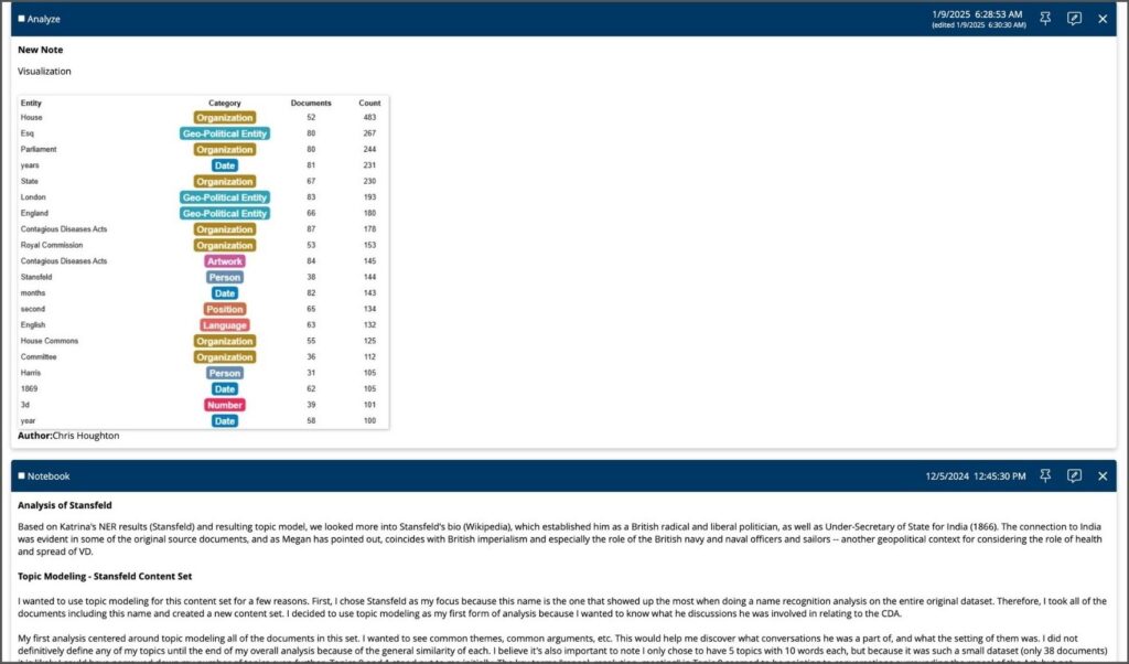 Screenshot of Gale Digital Scholar Lab Notebook