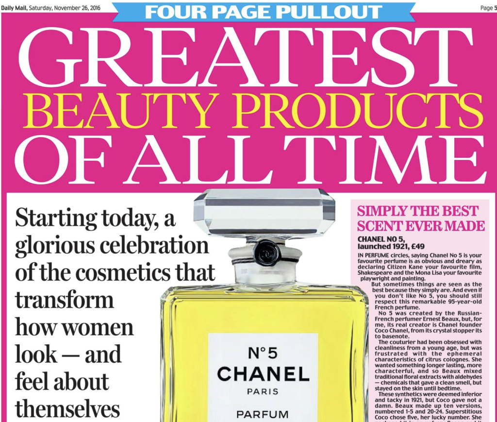 Hughes, Sali. "Greatest Beauty Products of All Time." Daily Mail, 26 Nov. 2016