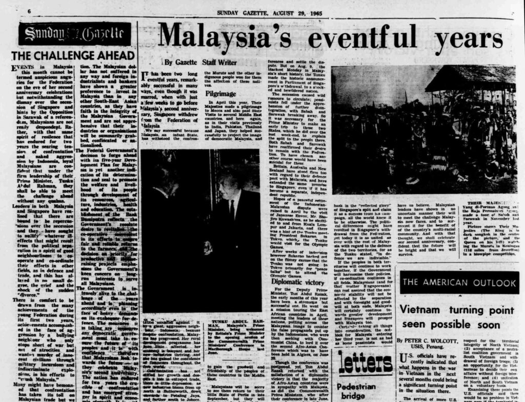 "Sunday Gazette (Sunday Edition of Straits Echo)." Straits Echo and Times of Malaya, 29 Aug. 1965
