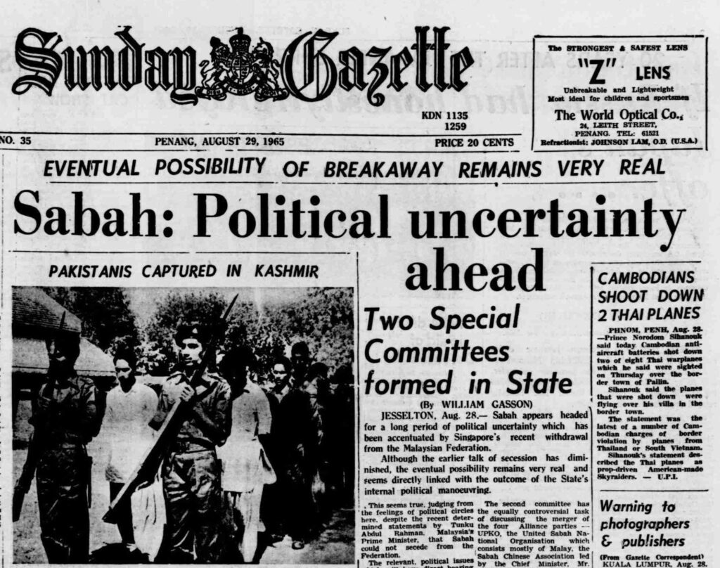 "Sabah: Political Uncertainly Ahead." Sunday Gazette, 29 Aug. 1965