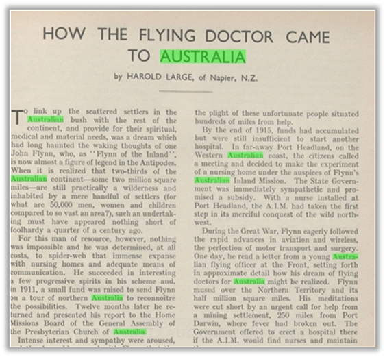 Large, Harold. "How the Flying Doctor Came to Australia."