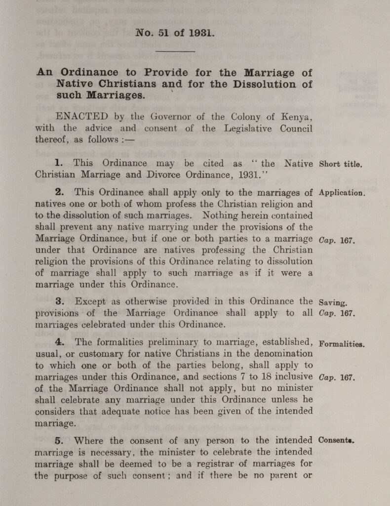 Kenya, Acts. 1931. MS Colonial Office Records of Acts, Ordinances, and Proclamations: Africa